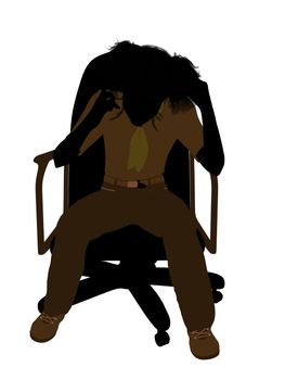 Girl scout sitting in a chair silhouette dressed in shorts on a white background