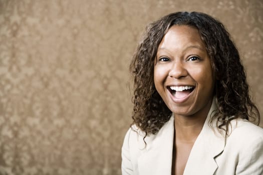 Close-Up Portrait of a Pretty African-American Woman with a Big Smile