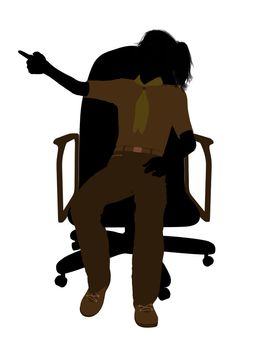 Girl scout sitting in a chair silhouette dressed in shorts on a white background