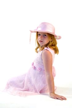 little princess sitting on white background