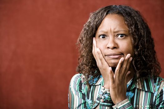 Close-Up Portrait of a Stressed African-American Woman