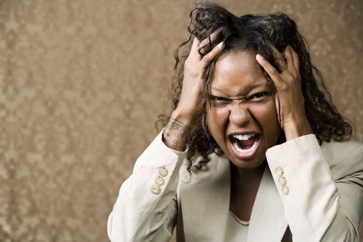 Close-Up Portrait of an Angry African-American Woman