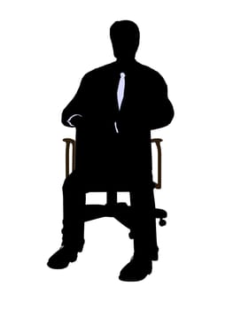 Male wearing a business suit sitting in a chair silhouette illustration on a white background
