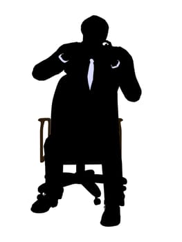 Male wearing a business suit sitting in a chair silhouette illustration on a white background