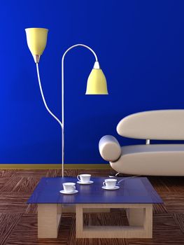 Interior of a living room. 3D image.