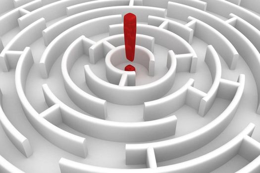 White circle labyrinth. 3D image.