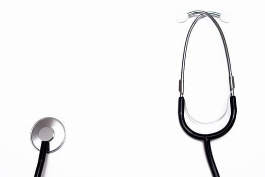A stethoscope on the white background