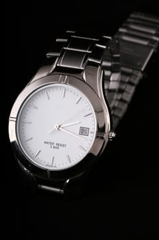 pachshot of a silver watch