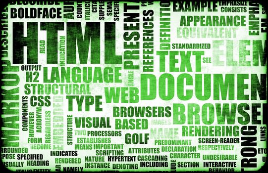 Green HTML Script Code as a Background
