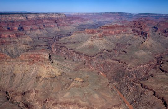 Scenic view on the Grand Canyon from helicopter
