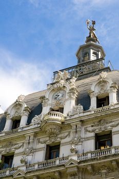 Clock on the top of La Prensa building.