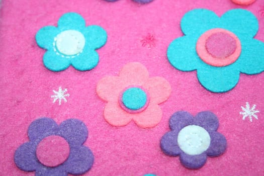 Felt flower close up showing unique patterns. 