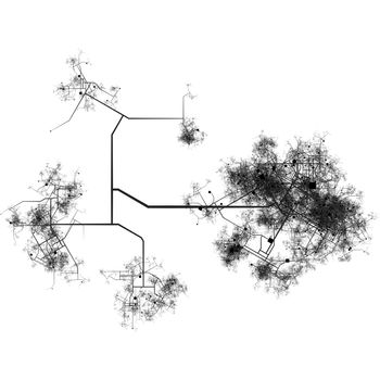 Generic City with Roads Transport System Map Art