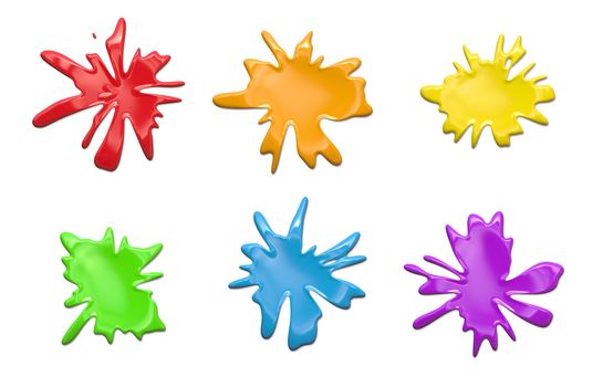 Rainbow Paint Blobs on a White Background