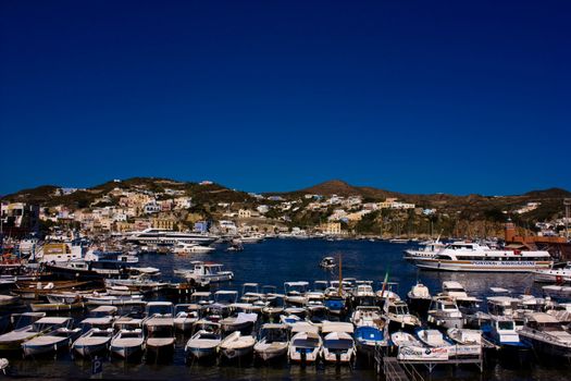 A view of the beautiful water and color from the Ponza island
