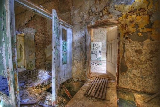 dangerous room in an abandoned dirty building