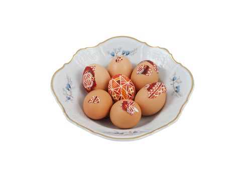 Detail of the painted Easter Eggs and eggshells