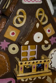 details of a gingerbread house for christmas