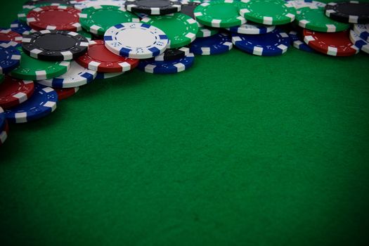 Casino gambling chips with copy space