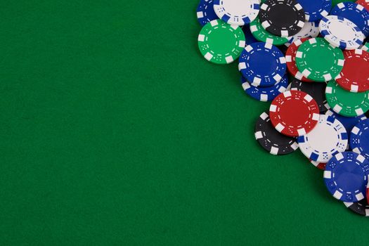 Casino gambling chips with copy space