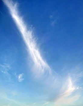 Some very wispy clouds high in the sky..