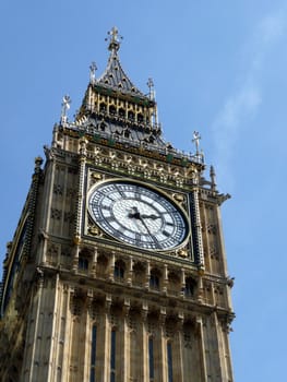 The houses of parliament in London, it contains Big Ben.
