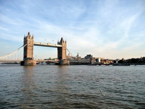 A view of Tower Bridge and the River Thames.