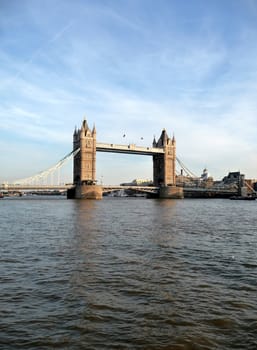 A view of Tower Bridge and the River Thames.