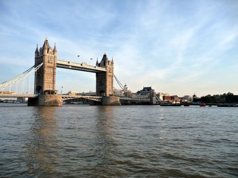 A view of Tower Bridge and the River Thames.