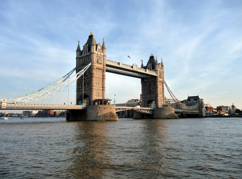 A view of Tower Bridge and the River Thames.