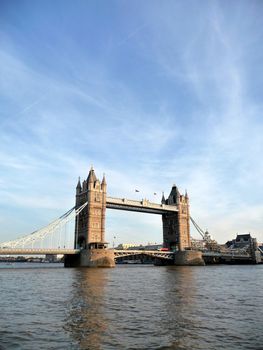 A view of Tower Bridge and the River Thames.
