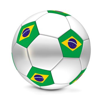 shiny football/soccer ball with the flag of Brazil on the pentagons