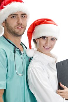 smiling american medical professionals on an isolated background