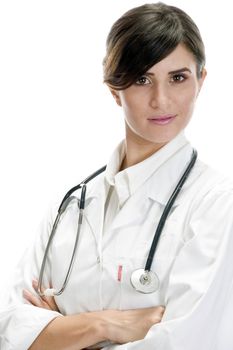 portrait of lady doctor on an isolated white background