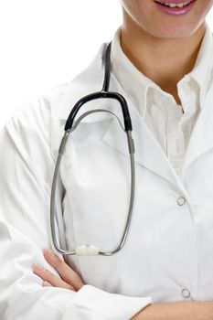 close view of stethoscope with white background