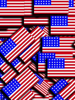 A background made out of many American flags..