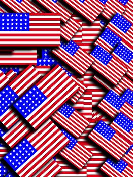 A background made out of many American flags..