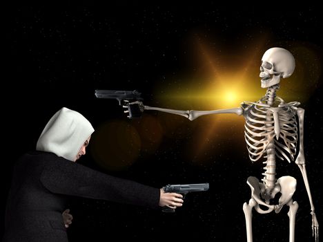 A conceptual abstract image showing that gun crime can lead to death.