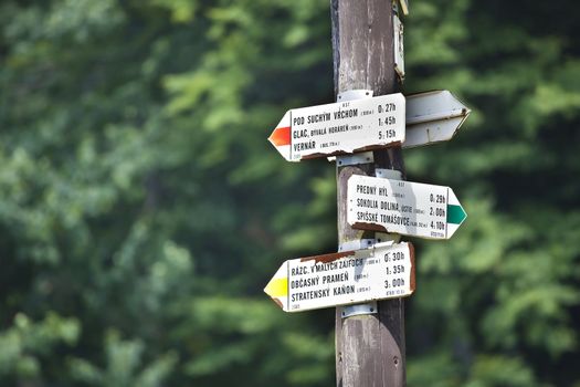 route marks in Slovak Paradise National Park