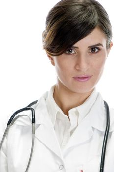 portrait of beautiful doctor with white background