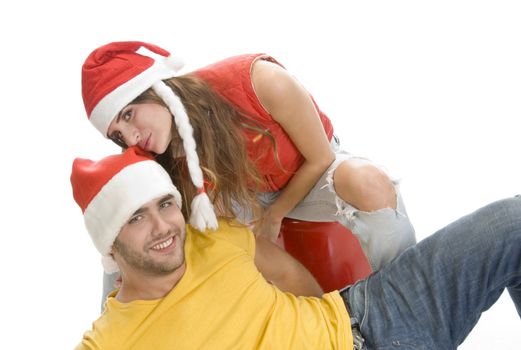 beautiful young lovers with white background