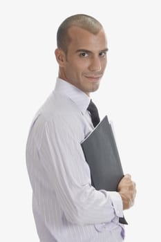 smiling young professional man posing isolated on white background