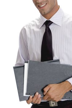 portrait of young businessman with white background