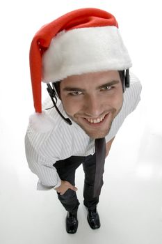 high angle view of santa man with white background