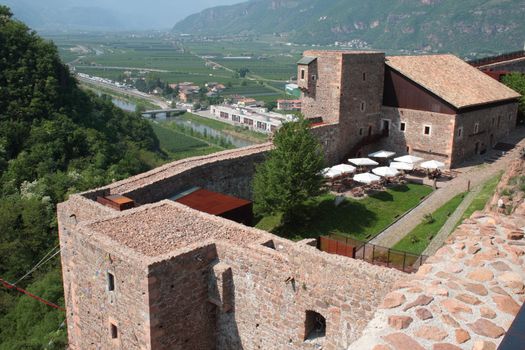 little restaurant inside the caste of saint firmiano in italy