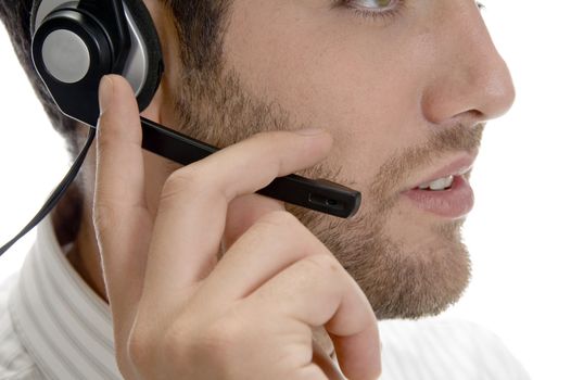 businessman busy in communicate by headset