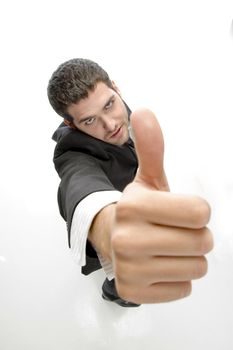 top view pose young businessman  on an isolated white background