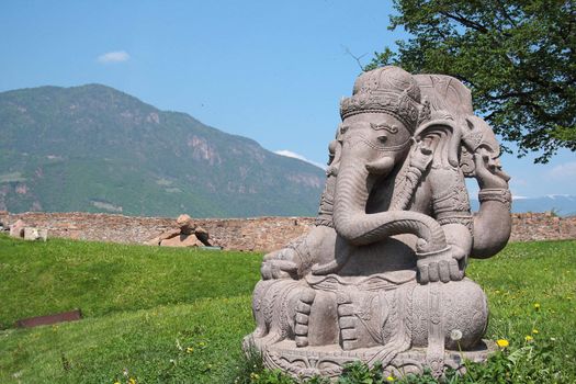 statue of elephant in a fortress in italy