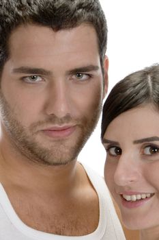 beautiful young couple on an isolated white background