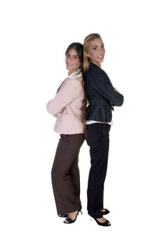 businesswomen with folded hands isolated on white background